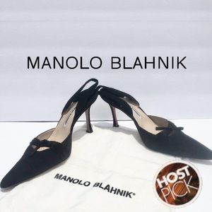 MANOLO BLAHNIK w/ Bag Box Black Heels Pumps Shoes
